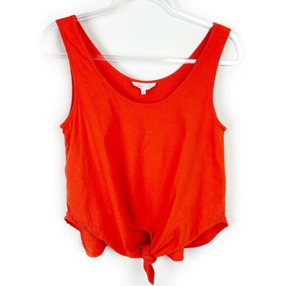 Lou & Grey Tops - Lou & Grey Loft red/orange Linen blend tie front tank size: XS